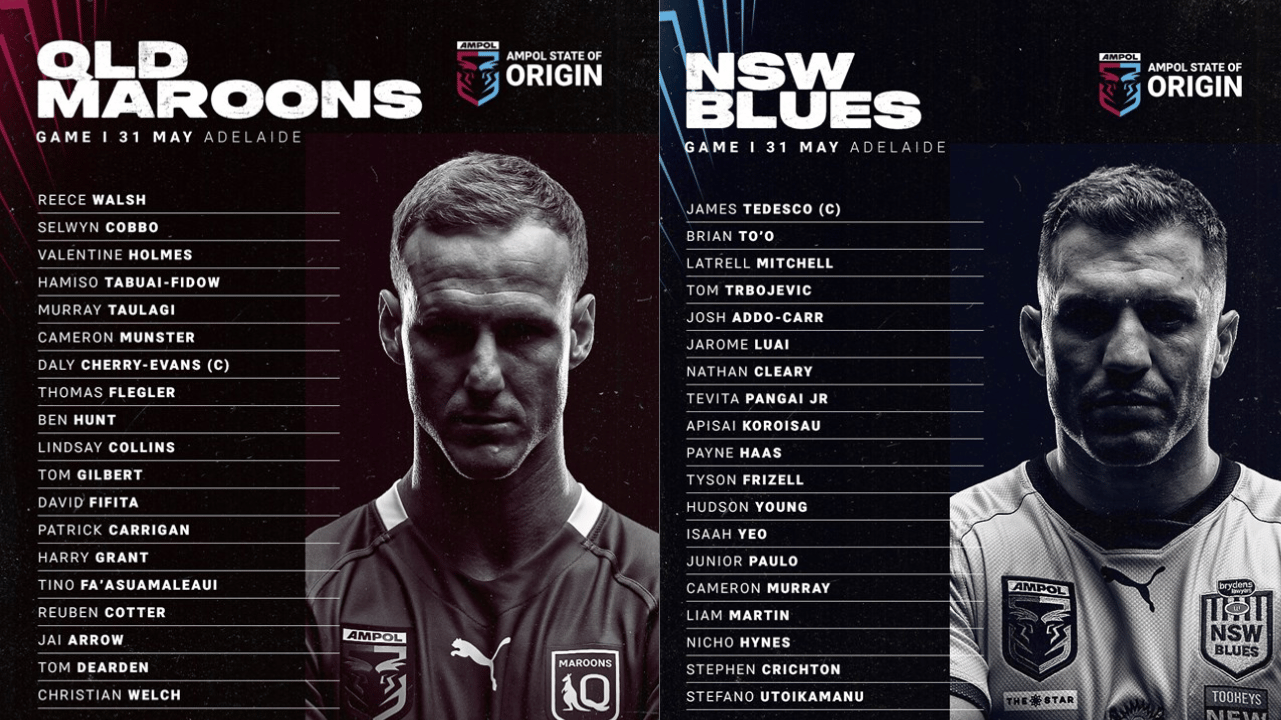 State of Origin Teams 2023 NSW & QLD full Squads for Game 1